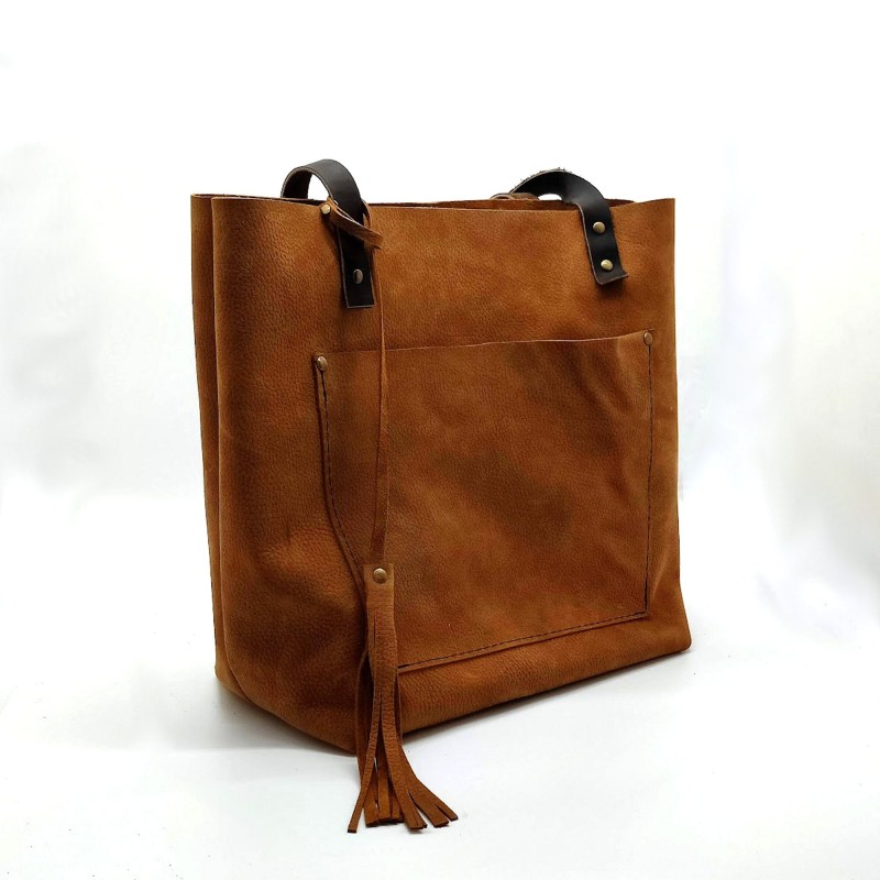 Tan Pebble Grain Leather Tote Shopper Bag