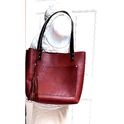 Cognac Leather Tote Shopper Bag Shoulder Bag