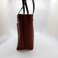 Cognac Leather Tote Shopper Bag Shoulder Bag