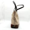 Beige Alphabet Faux Suede Bag Purse Dual Handle Top Zipper