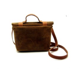 Classic Weathered Vintage Leather Book Bag Satchel Shoulder Bag