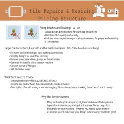 Embroidery File Repair, Resizing, and Re-Digitizing